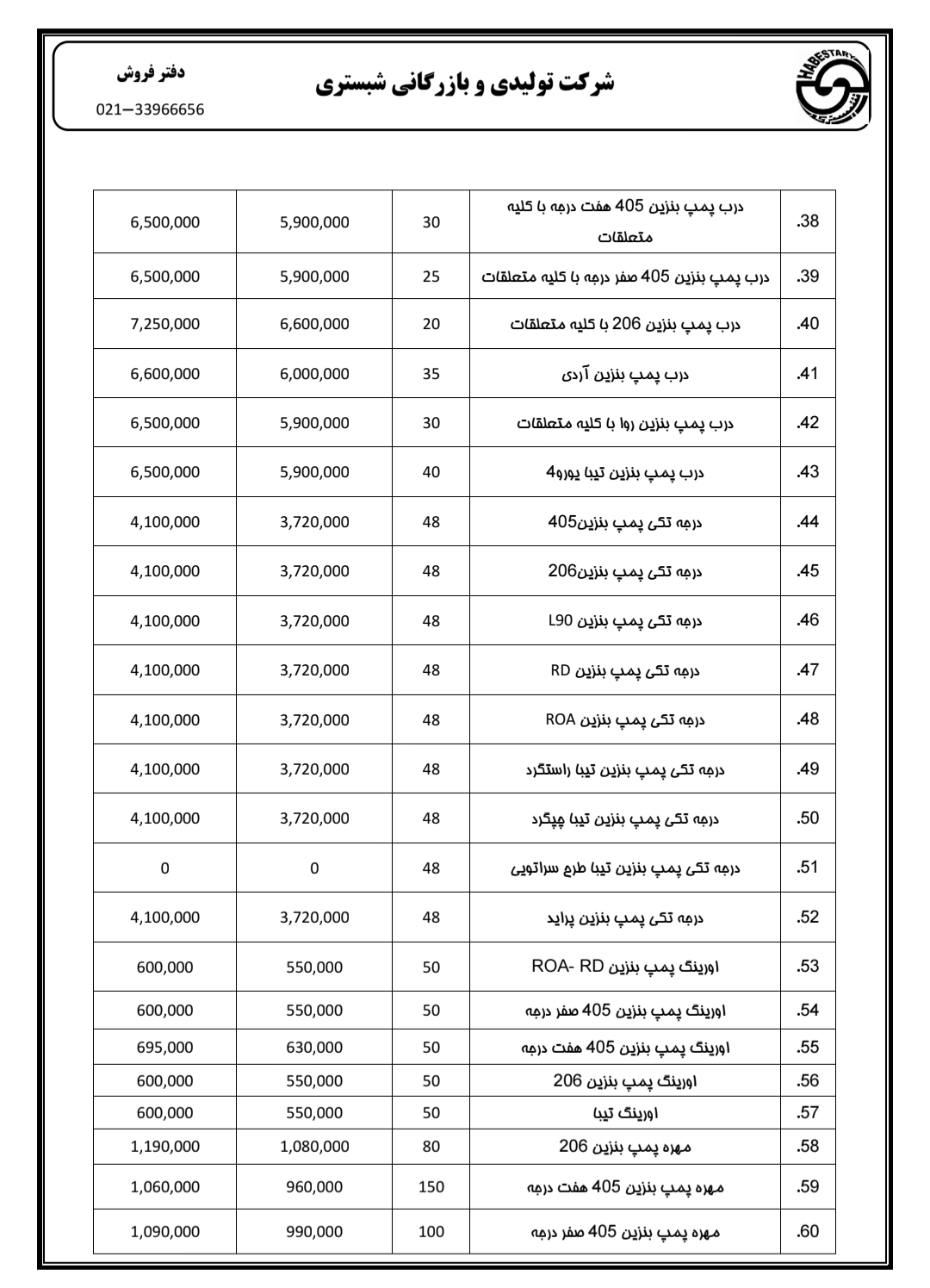 لیست قیمت قطعات شبستری 4 %title لیست قیمت قطعات شبستری