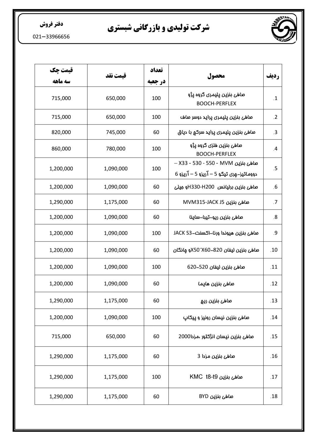 لیست قیمت قطعات شبستری 2 %title لیست قیمت قطعات شبستری